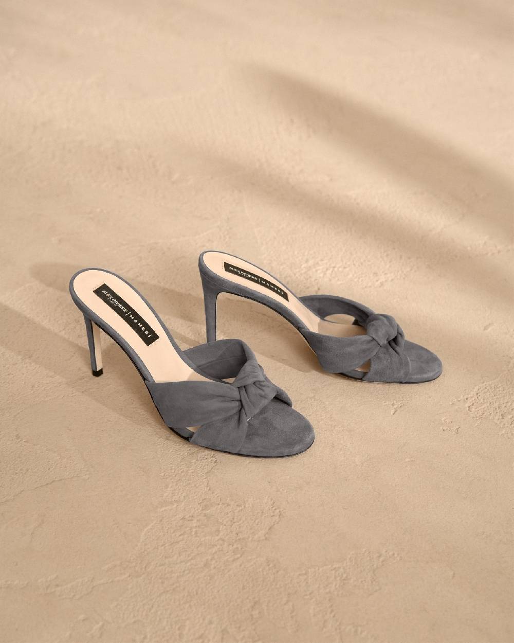 Manebí Sophie Suede Mule Heels - Knot Grey Sconti questo mese