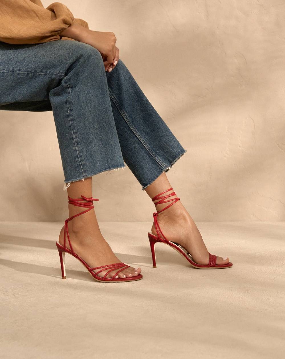 Manebí Savana Leather Braided Heels - Lace Up Bordeaux Online