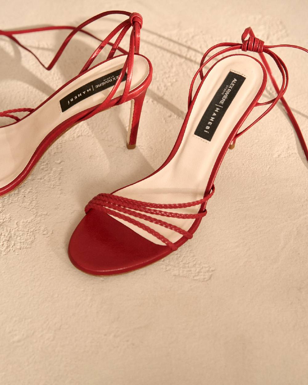Manebí Savana Leather Braided Heels - Lace Up Bordeaux Online