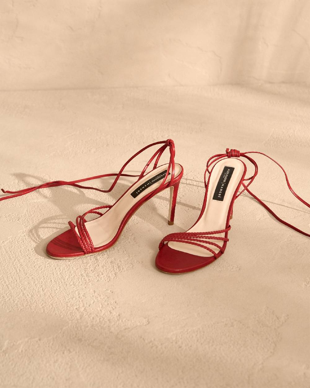 Manebí Savana Leather Braided Heels - Lace Up Bordeaux Online