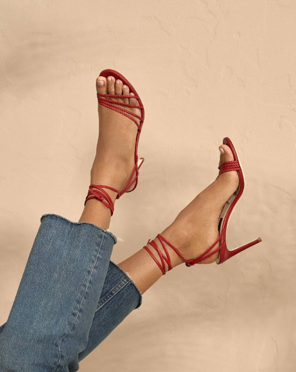 Manebí Savana Leather Braided Heels - Lace Up Bordeaux Online