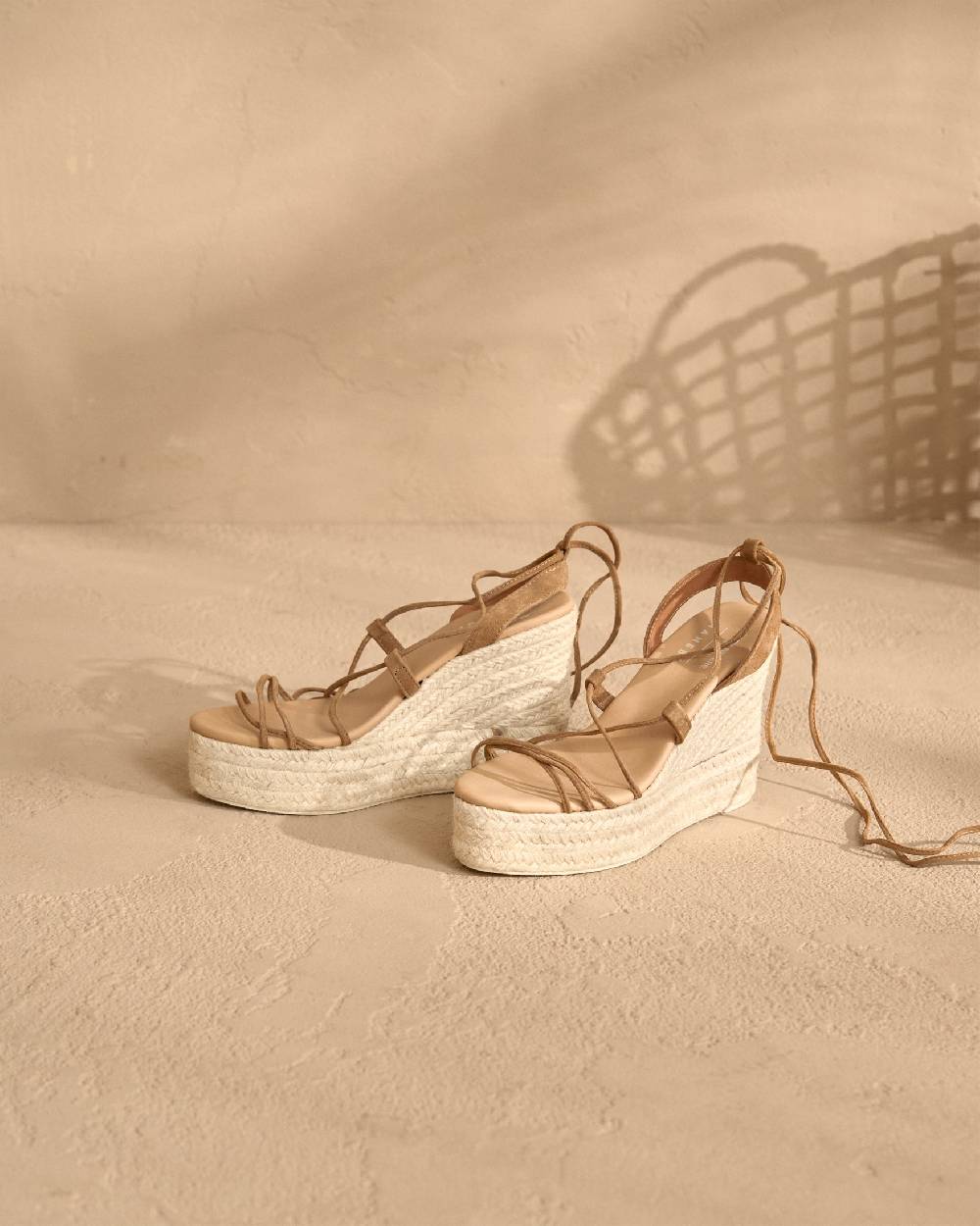 Manebí Portofino Soft Suede|Wedge Espadrilles - Lace-Up Tobacco Saldi