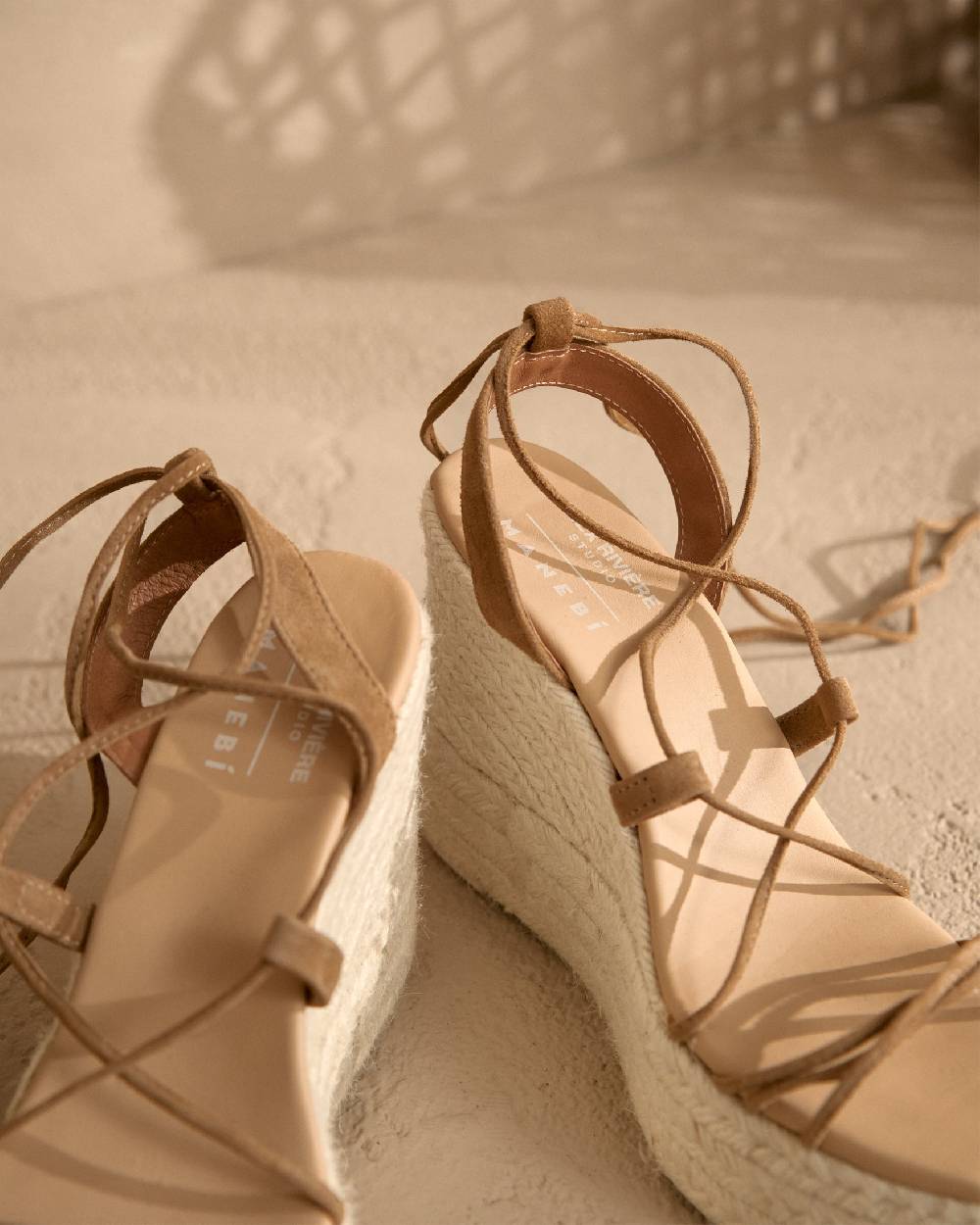 Manebí Portofino Soft Suede|Wedge Espadrilles - Lace-Up Tobacco Saldi