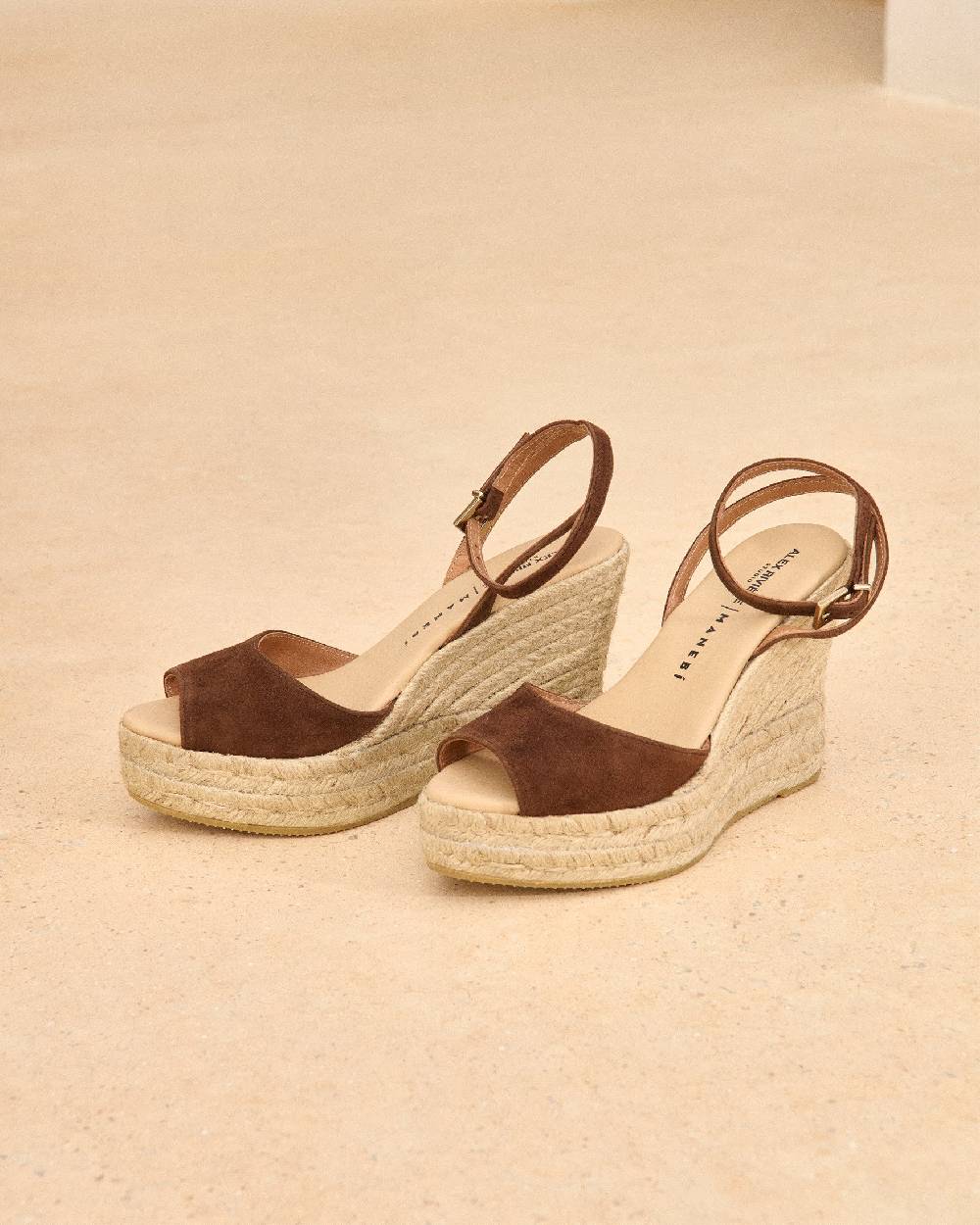 Manebí Viky Soft Suede Open Toe|Wedge Espadrilles - Tobacco Hotsell