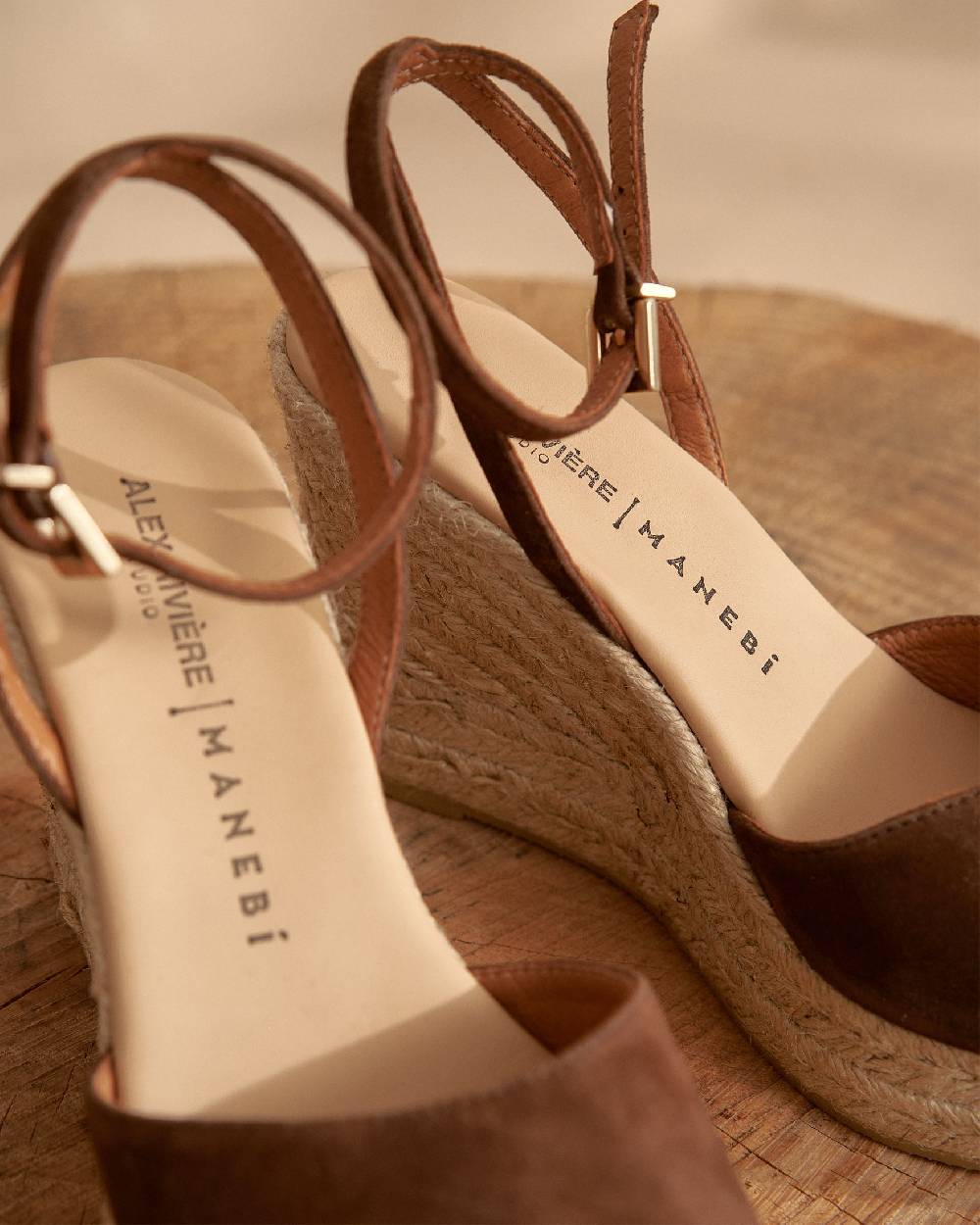 Manebí Viky Soft Suede Open Toe|Wedge Espadrilles - Tobacco Hotsell