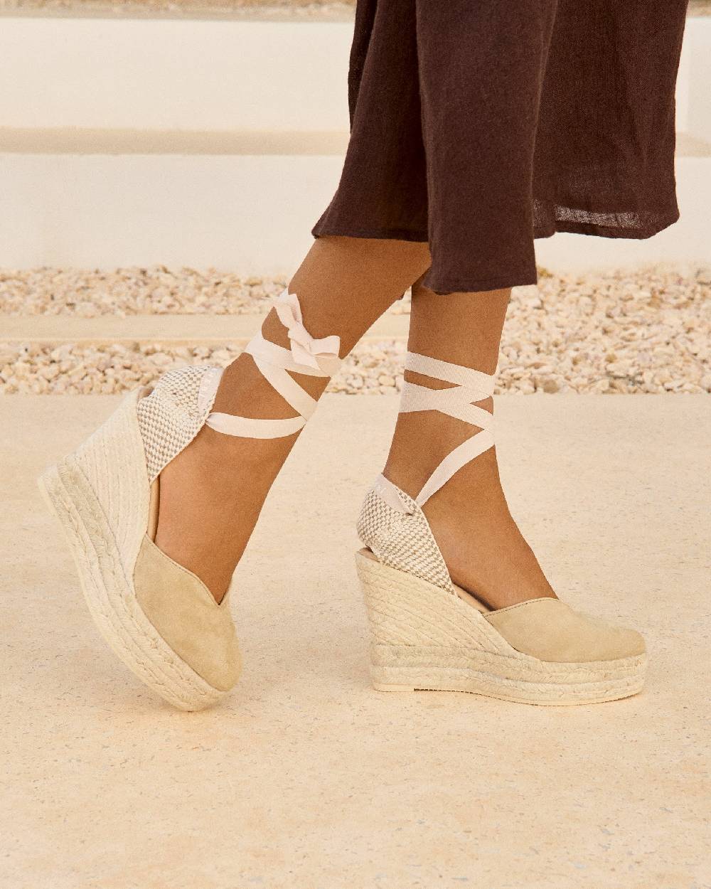 Manebí Soft Suede Heart-Shaped|Wedge Espadrilles - Hamptons Champagne Beige I Più Venduti