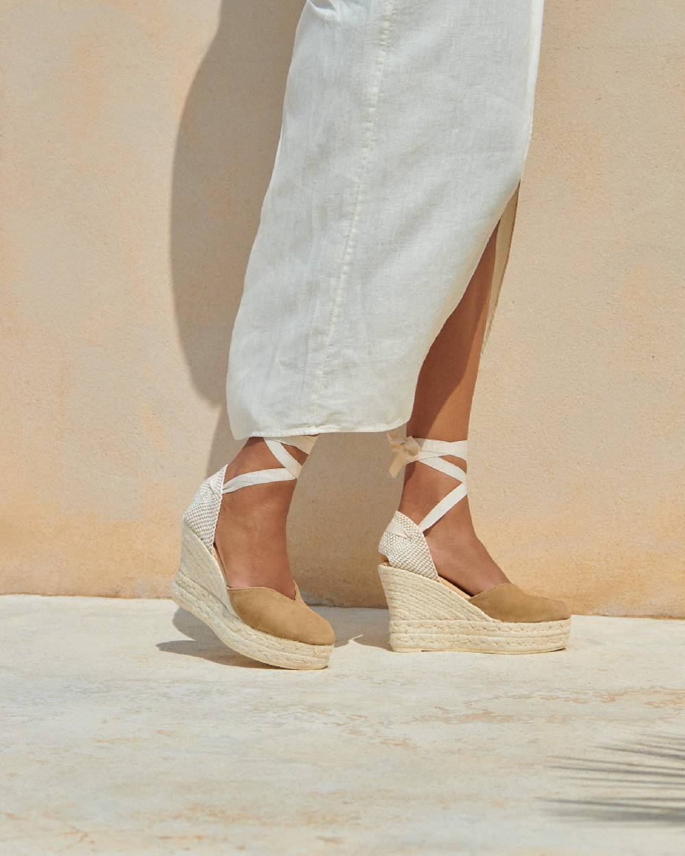 Manebí Soft Suede Heart-Shaped|Wedge Espadrilles - Hamptons Vintage Taupe Vendite Flash