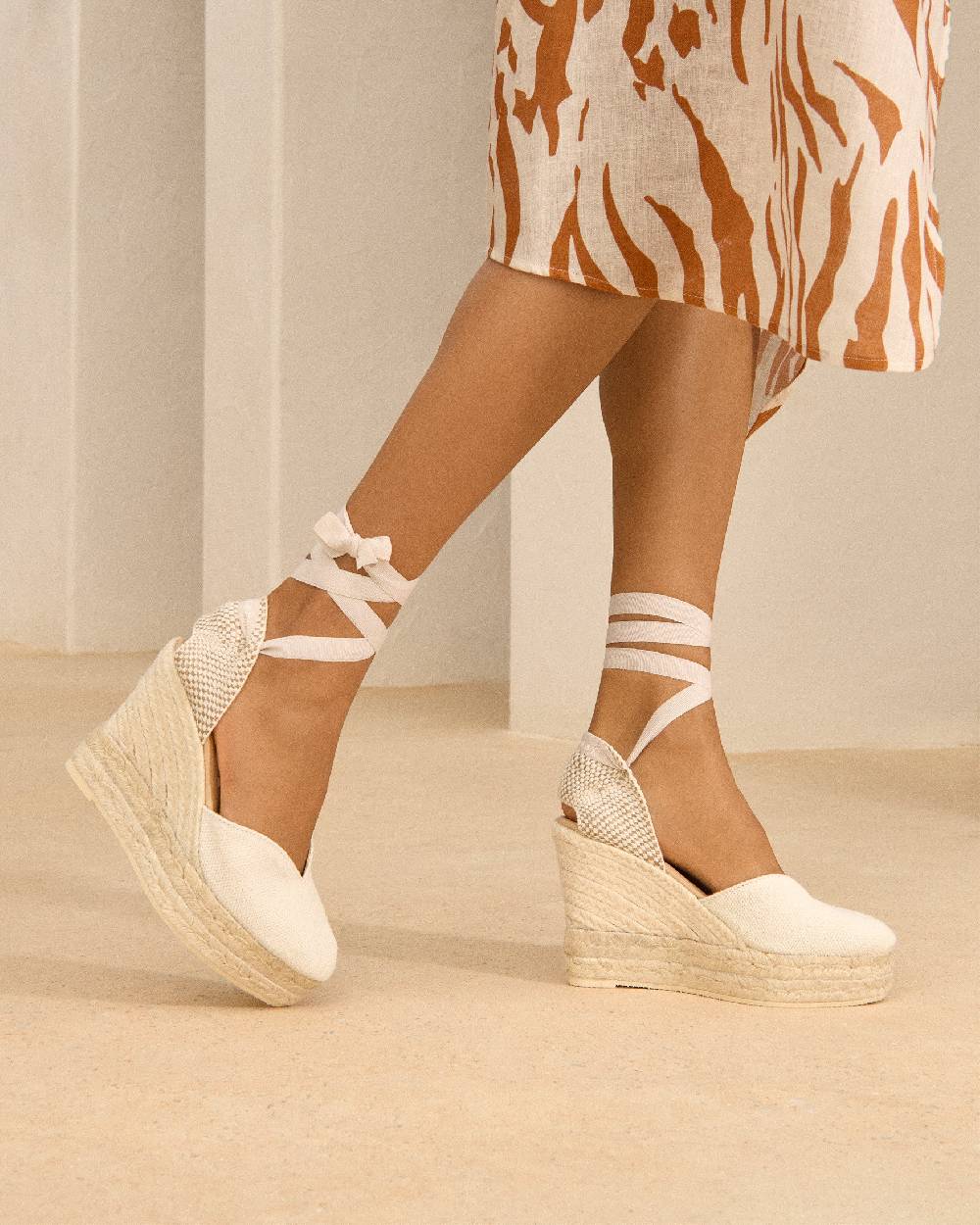 Manebí Organic Hemp Heart-Shaped|Wedge Espadrilles - La Havana White Nuova