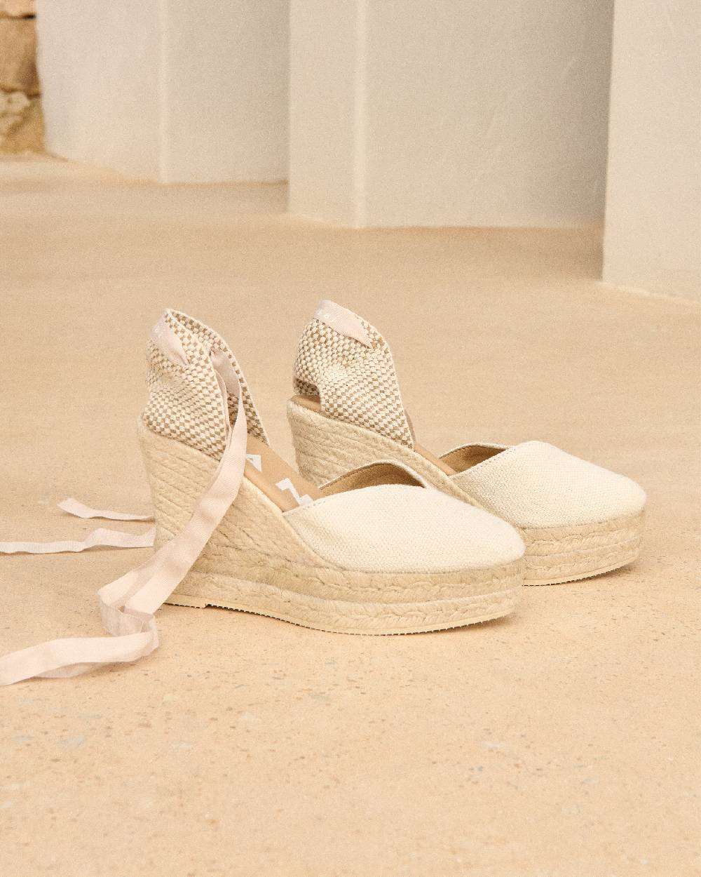 Manebí Organic Hemp Heart-Shaped|Wedge Espadrilles - La Havana White Nuova