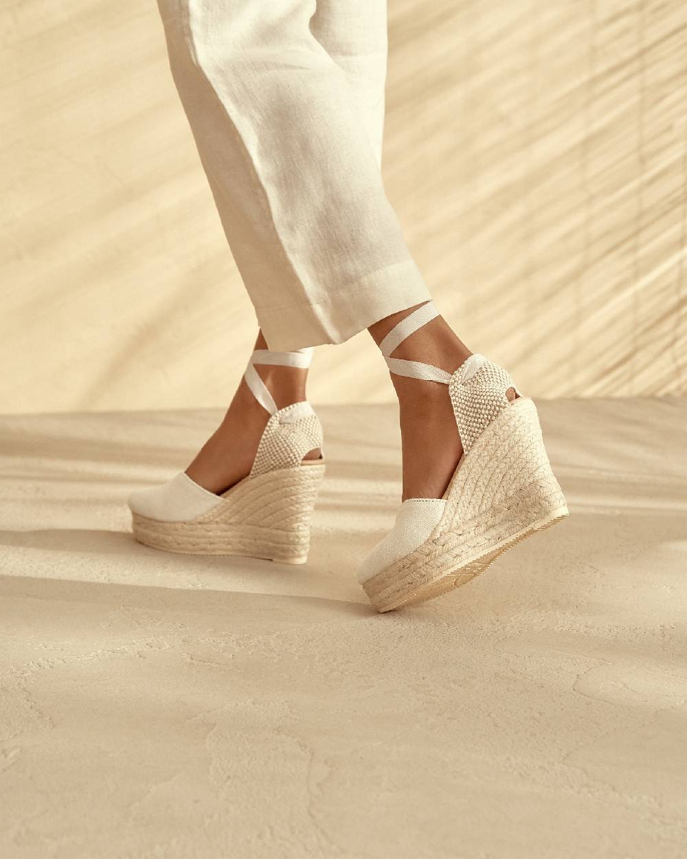 Manebí Organic Hemp Heart-Shaped|Wedge Espadrilles - La Havana White Nuova