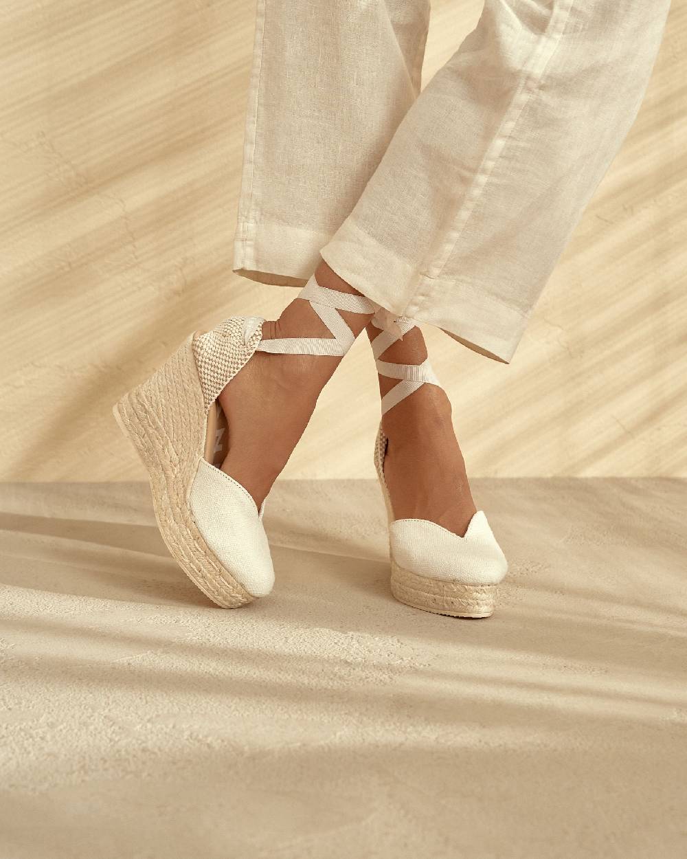 Manebí Organic Hemp Heart-Shaped|Wedge Espadrilles - La Havana White Nuova
