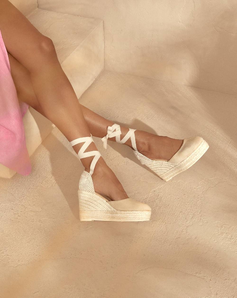 Manebí Soft Suede Wedge Espadrilles - Hamptons Champagne Beige Italia