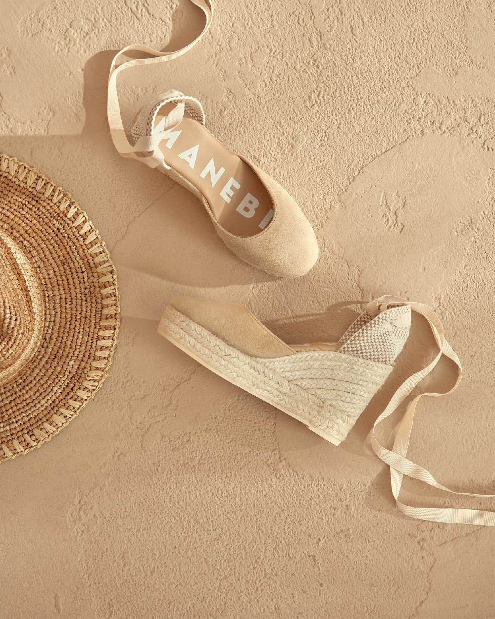 Manebí Soft Suede Wedge Espadrilles - Hamptons Champagne Beige Italia