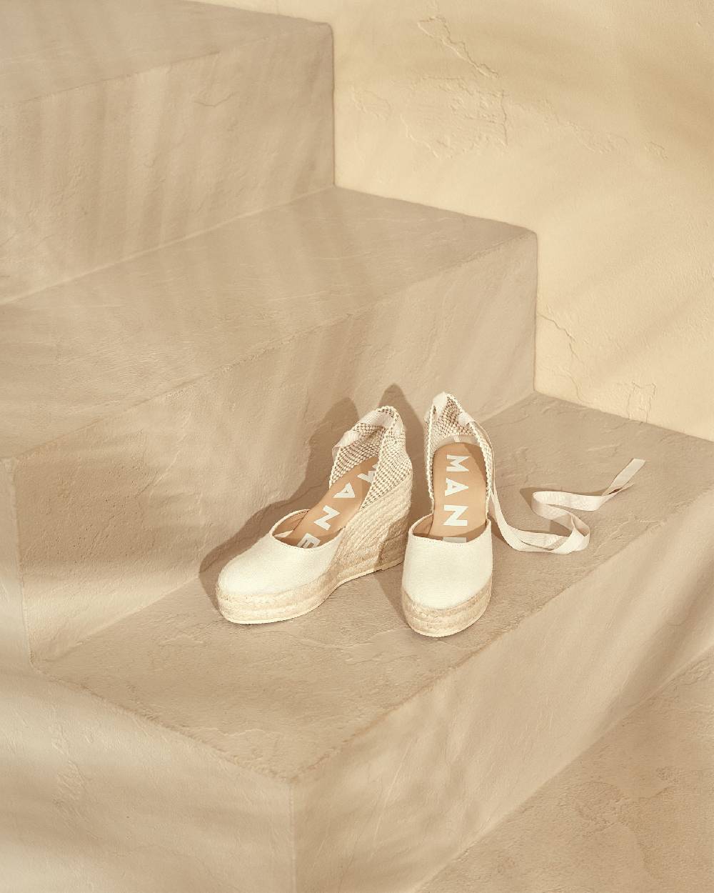 Manebí Organic Hemp Wedge Espadrilles - La Havana White Qualità