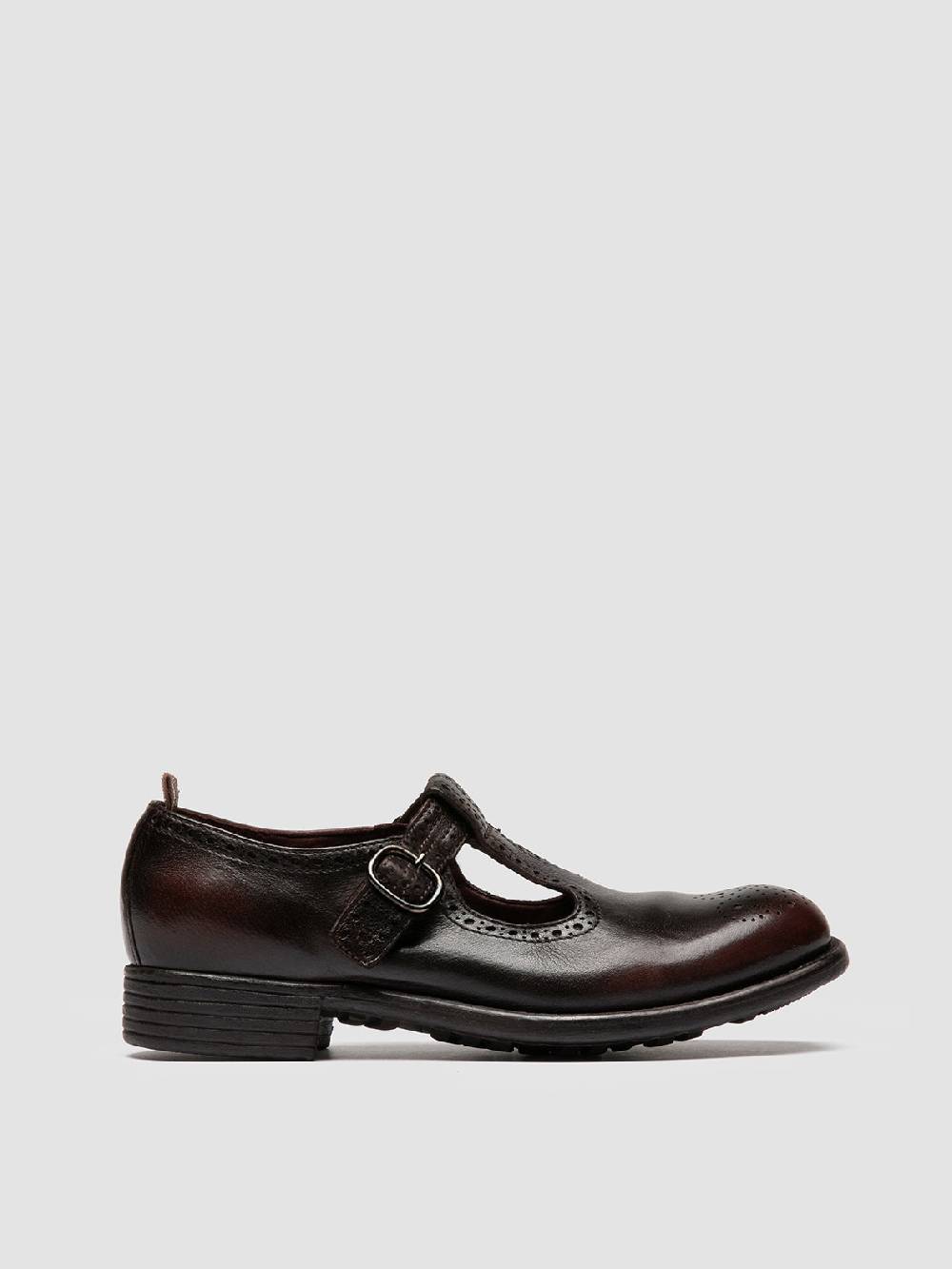 Officine Creative CALIXTE 071 Sandali T-Bar in Pelle Marrone In Saldo