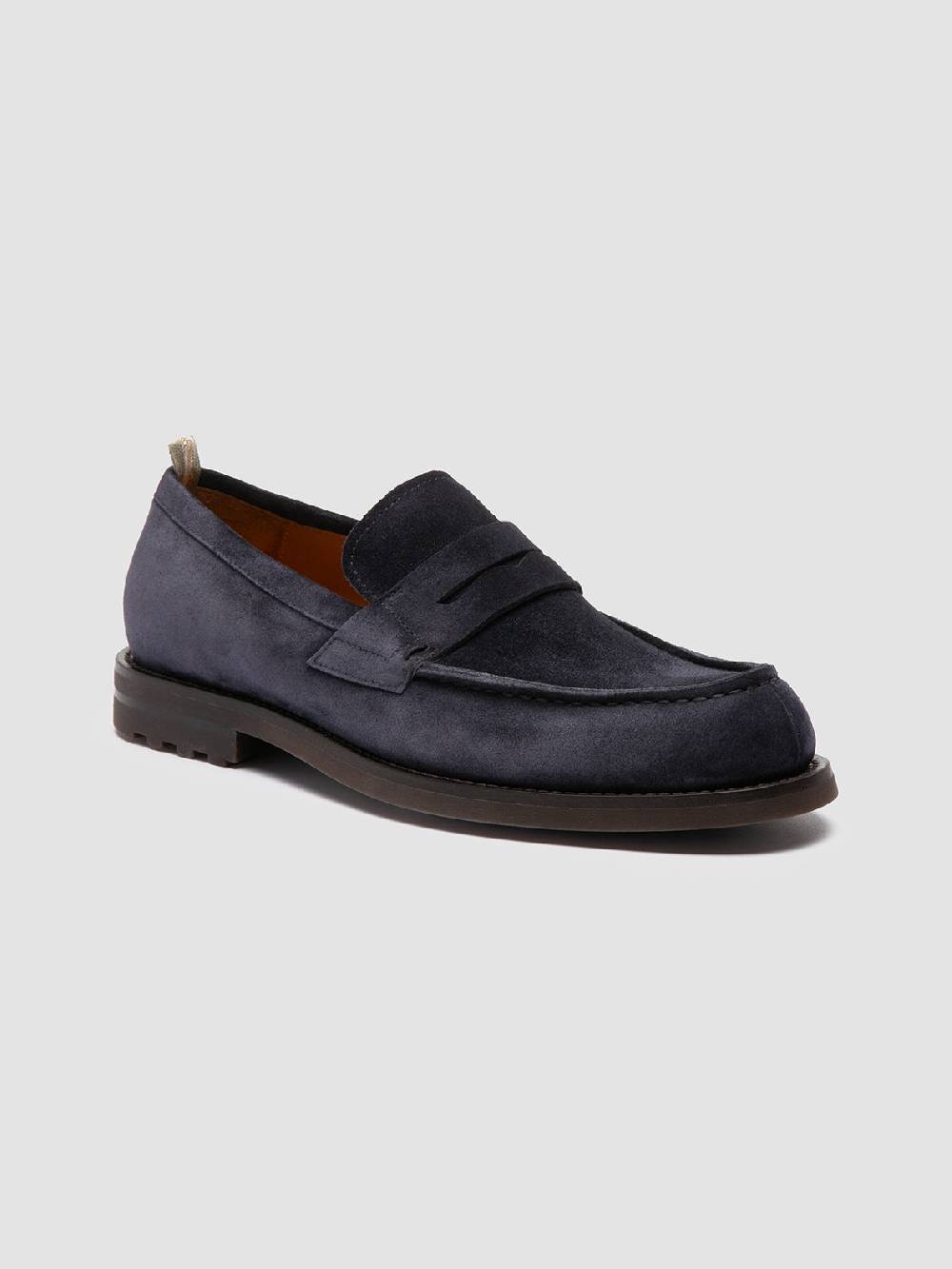 Officine Creative BELMONDO 006 Mocassini Penny in Pelle Scamosciata Blu Vendita