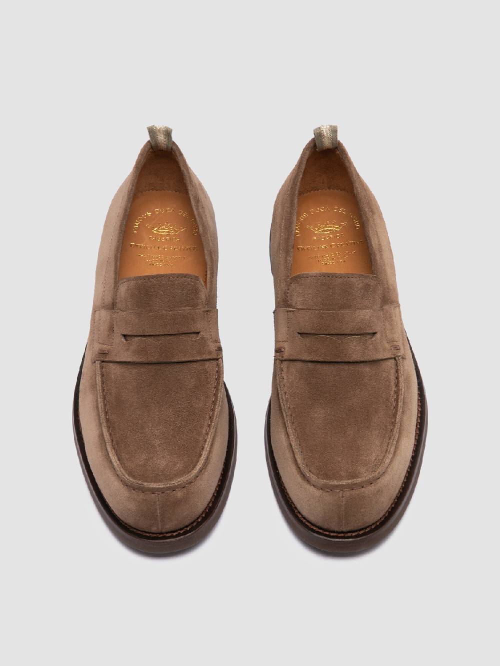 Officine Creative BELMONDO 006 Mocassini Penny in Pelle Scamosciata Tortora Spedizione Gratuita