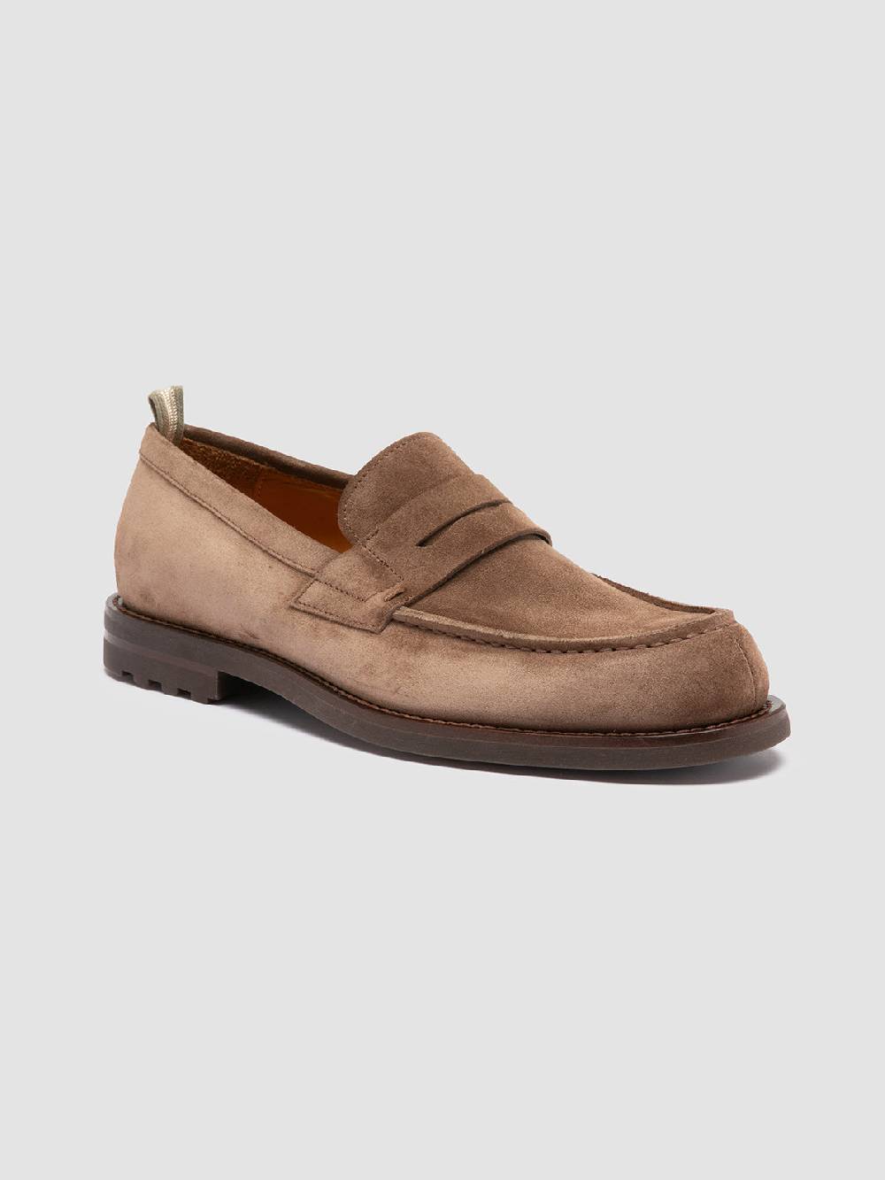 Officine Creative BELMONDO 006 Mocassini Penny in Pelle Scamosciata Tortora Spedizione Gratuita