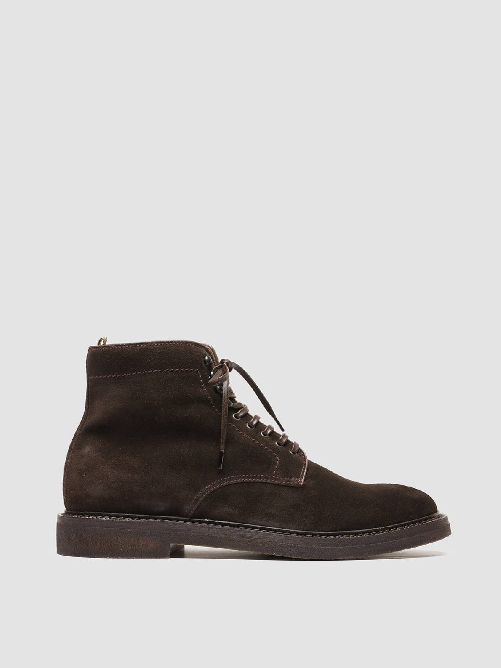 Officine Creative HOPKINS FLEXI 203 Stivaletti Stringati in Camoscio Marrone Outlet