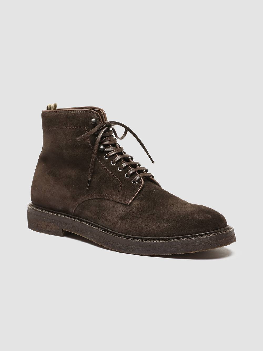Officine Creative HOPKINS FLEXI 203 Stivaletti Stringati in Camoscio Marrone Outlet