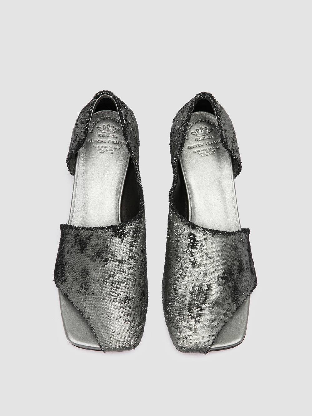 Officine Creative TESSA 009 Silver Leather Mule Sandals Moda