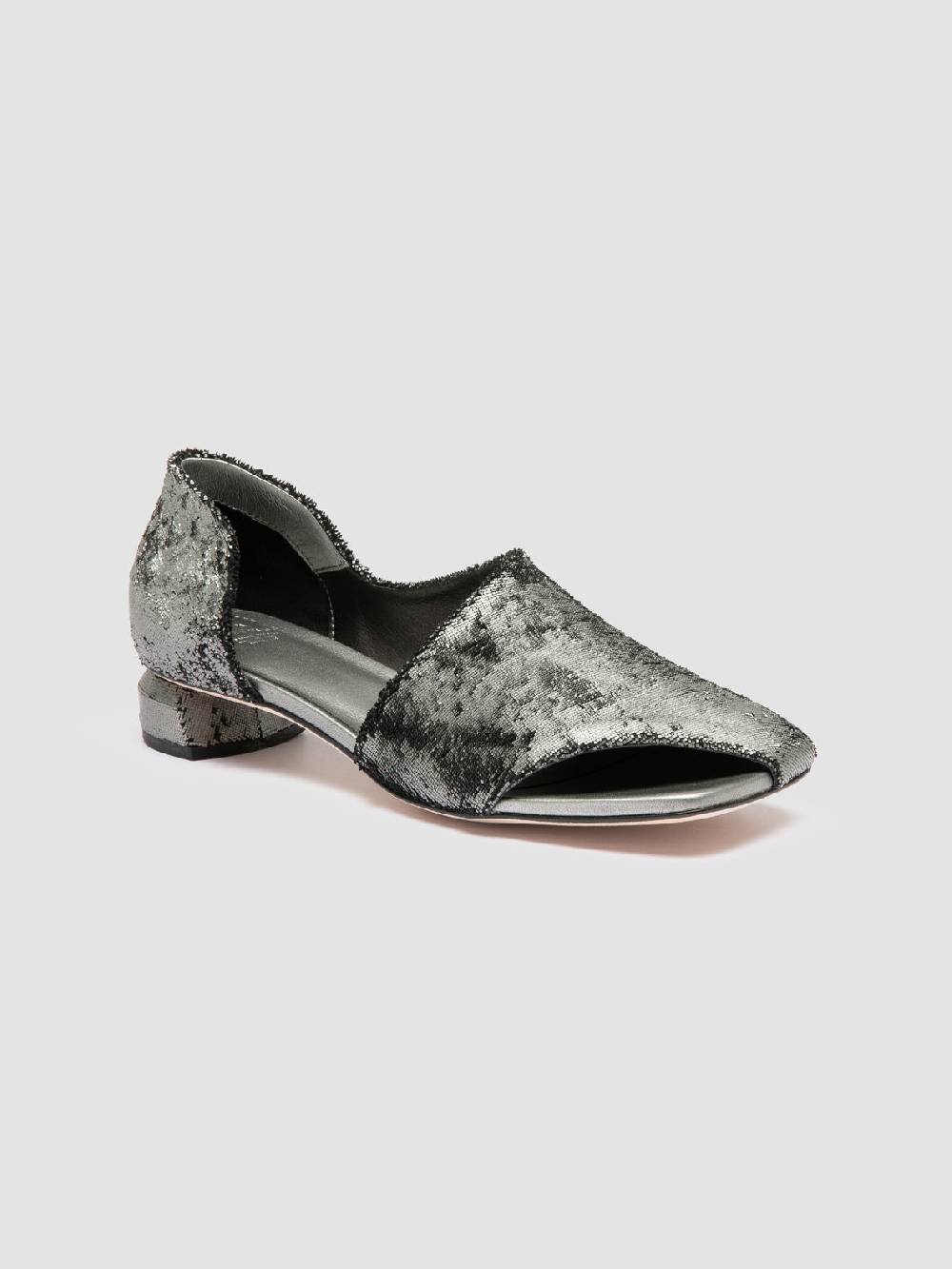 Officine Creative TESSA 009 Silver Leather Mule Sandals Moda