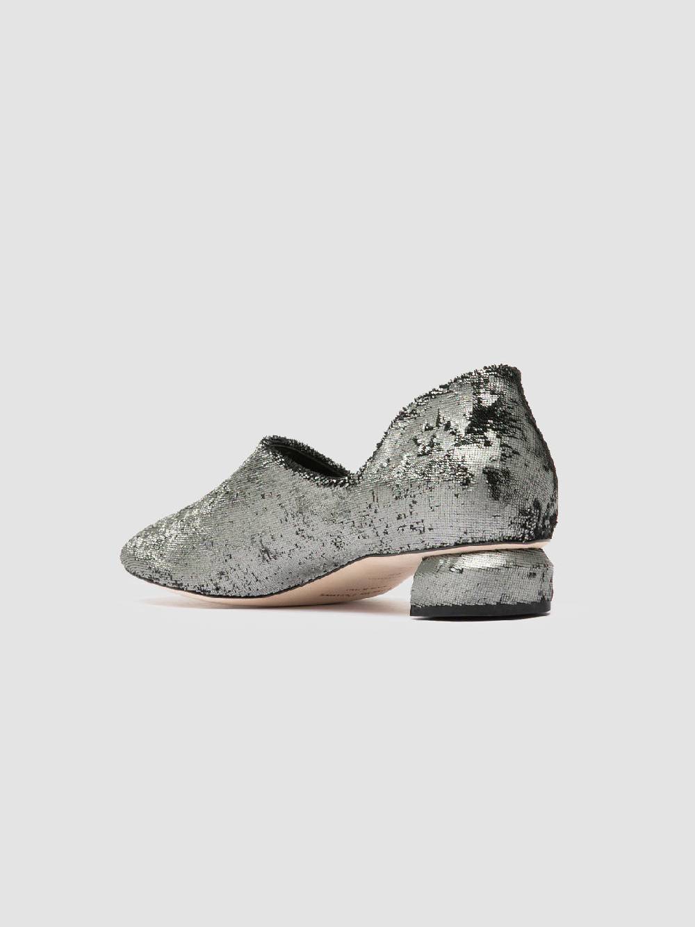 Officine Creative TESSA 009 Silver Leather Mule Sandals Moda