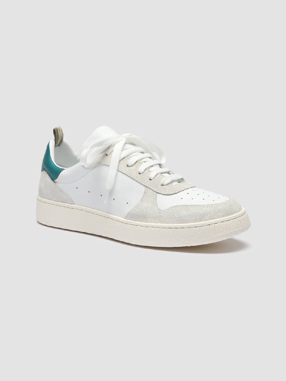 Officine Creative MOWER 008 Sneakers in Pelle Liscia e Scamosciata Bianca In Vendita