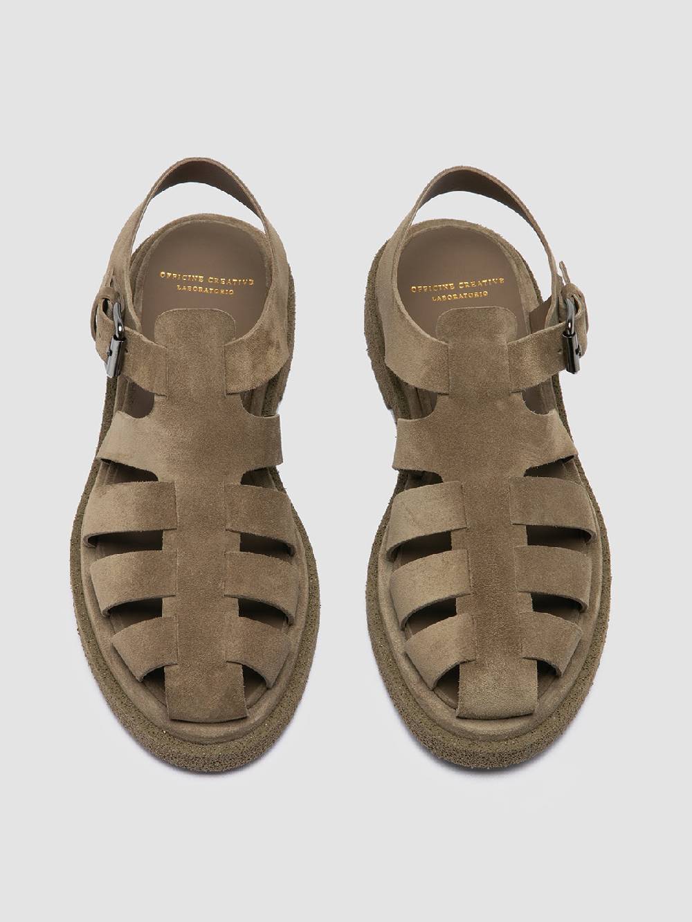 Officine Creative TONAL 18 Taupe Suede Sandals Offerte