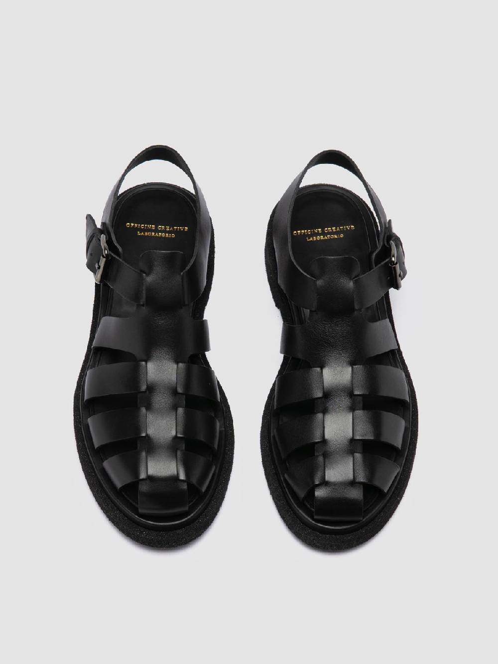 Officine Creative TONAL 18 Black Leather Sandals Hotsell