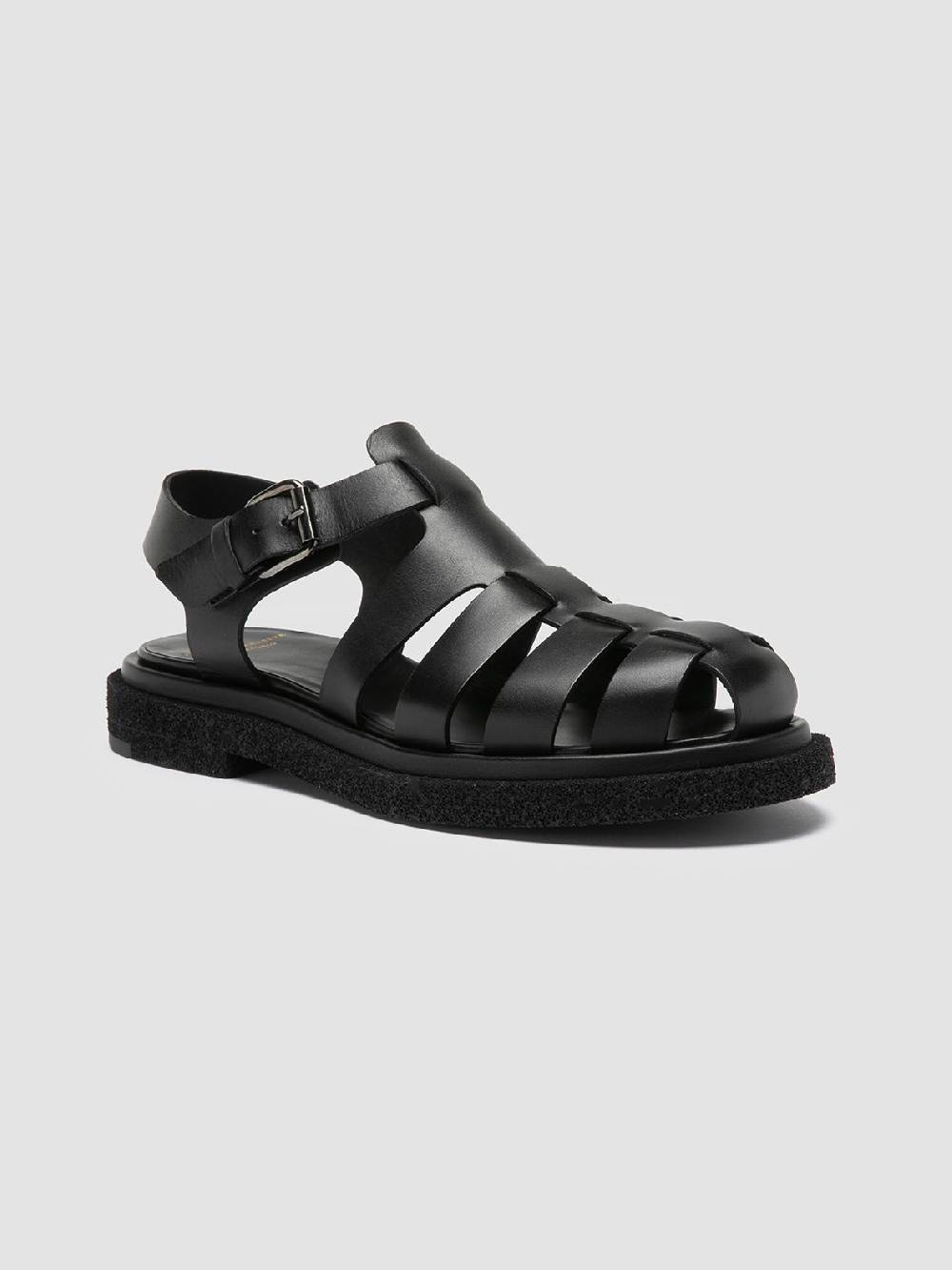 Officine Creative TONAL 18 Black Leather Sandals Hotsell
