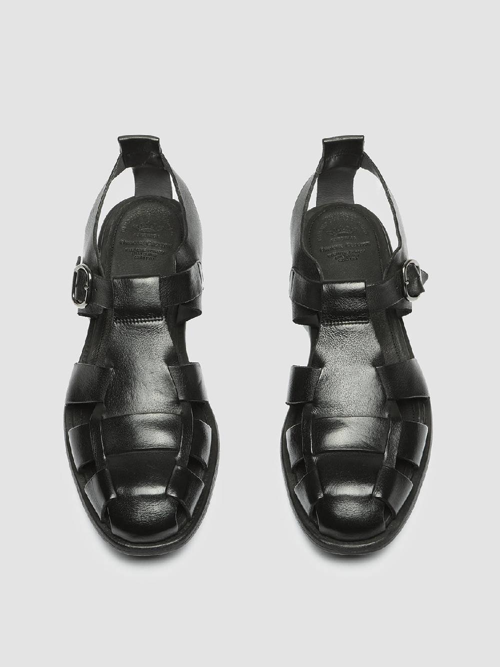 Officine Creative CHRONICLE 145 Sandali in Pelle Nera Vendita Calda