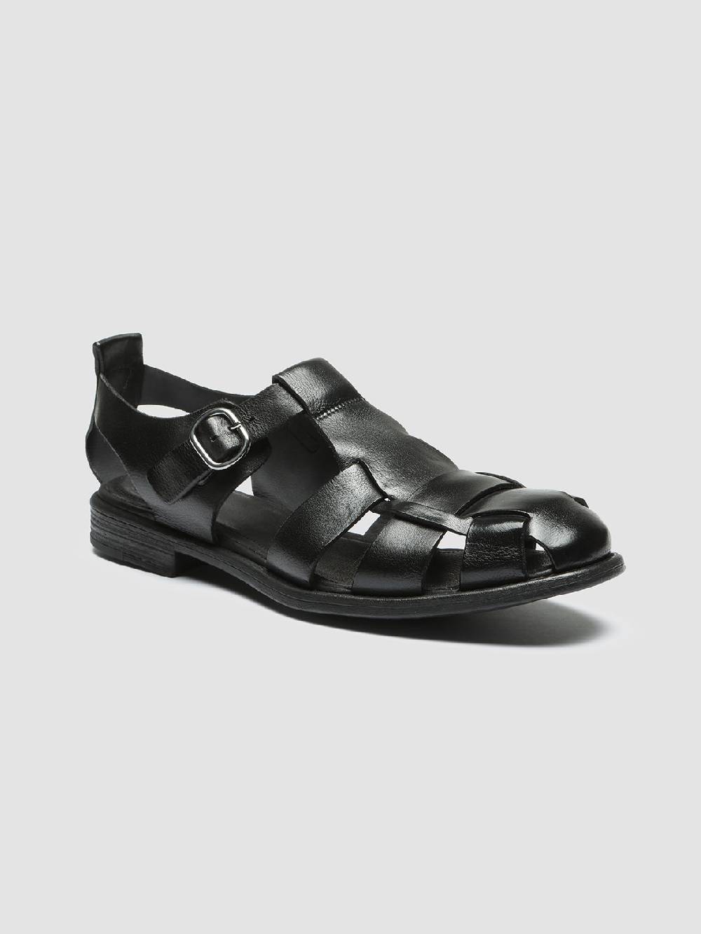Officine Creative CHRONICLE 145 Sandali in Pelle Nera Vendita Calda