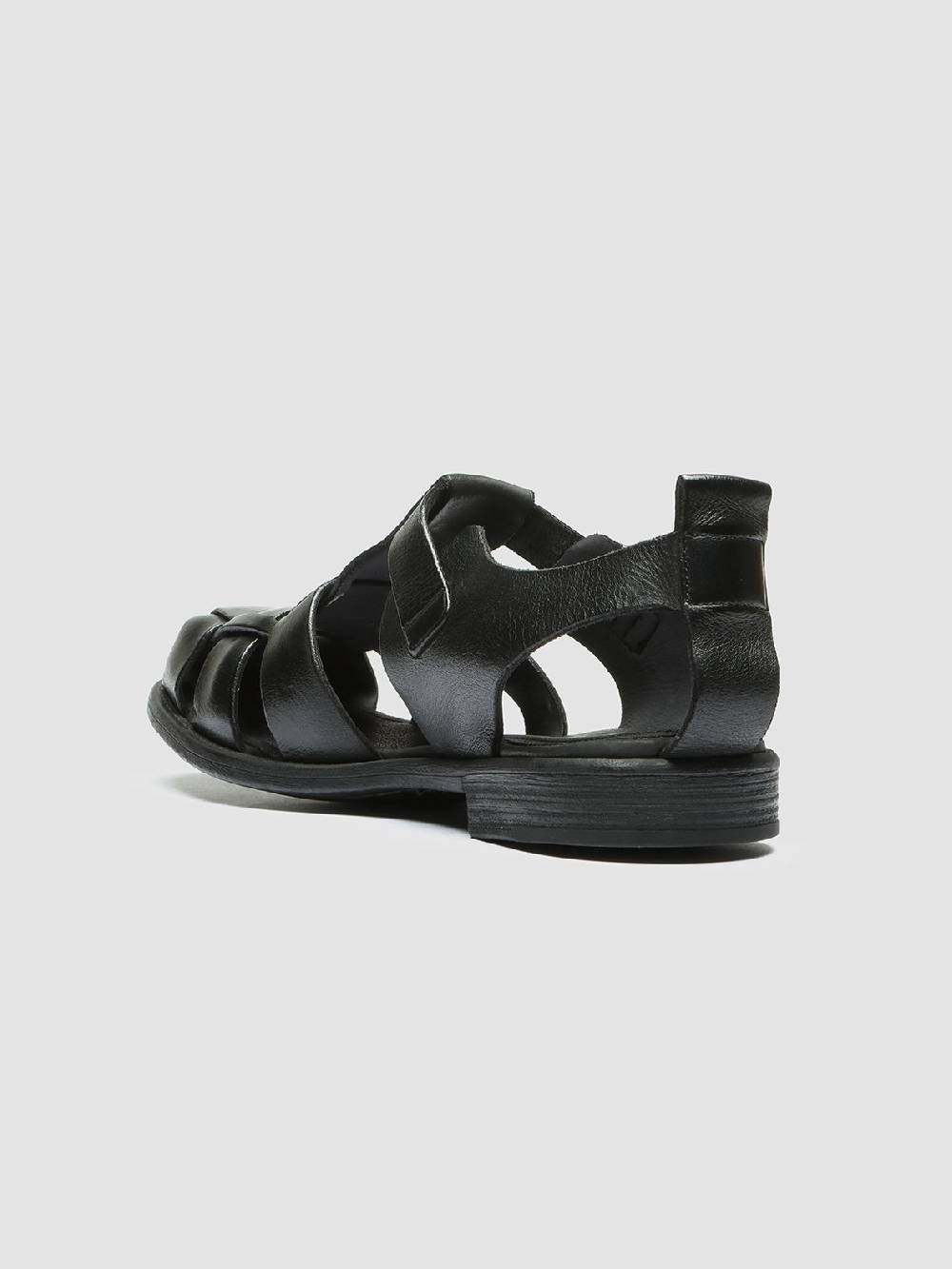 Officine Creative CHRONICLE 145 Sandali in Pelle Nera Vendita Calda