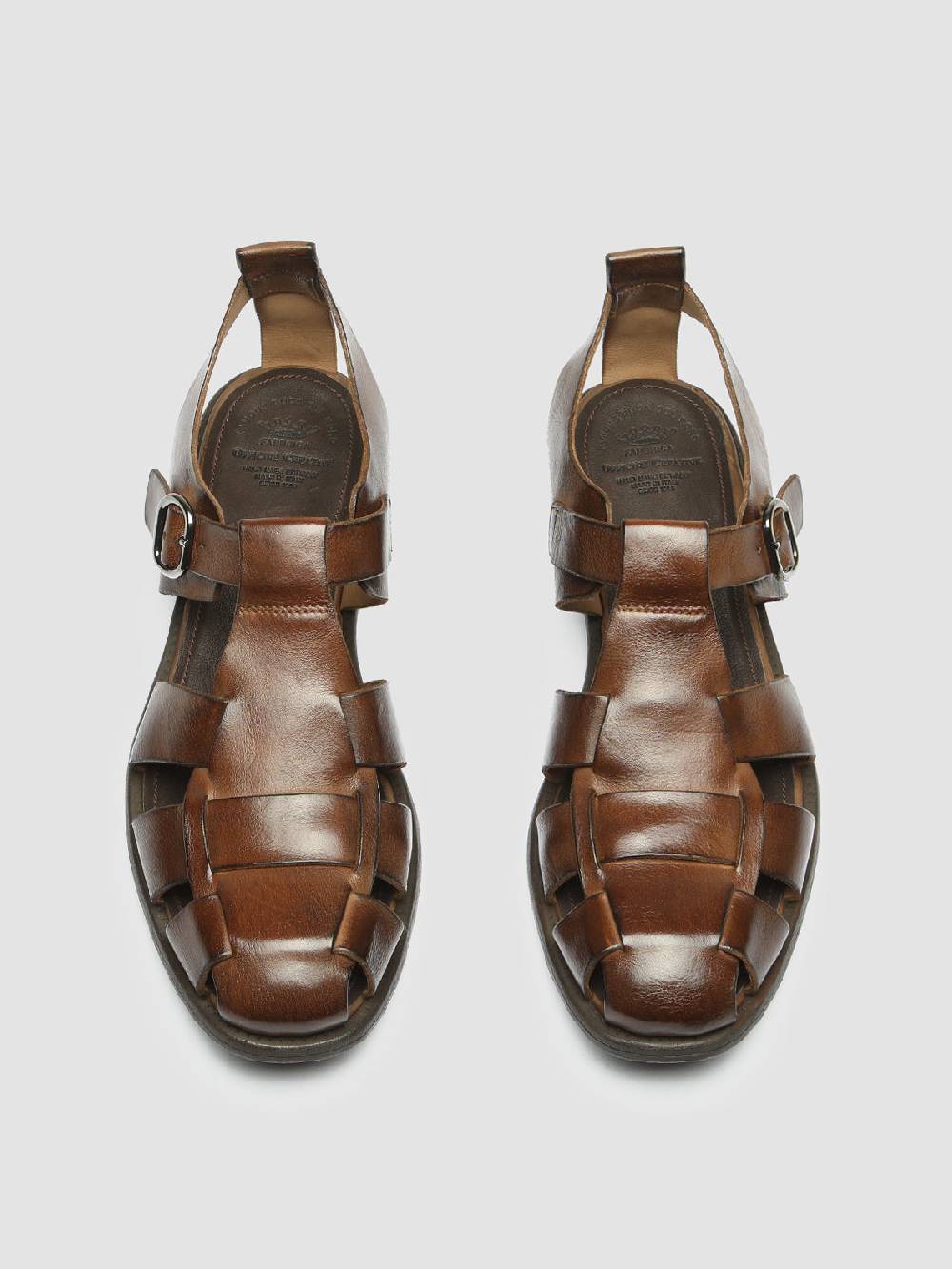 Officine Creative CHRONICLE 145 Sandali in Pelle Marrone Saldi Di Fabbrica