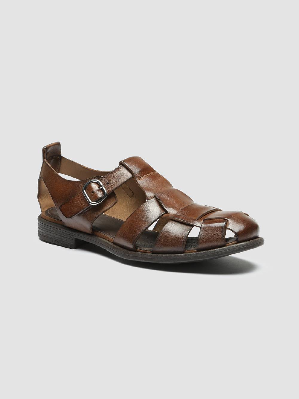 Officine Creative CHRONICLE 145 Sandali in Pelle Marrone Saldi Di Fabbrica