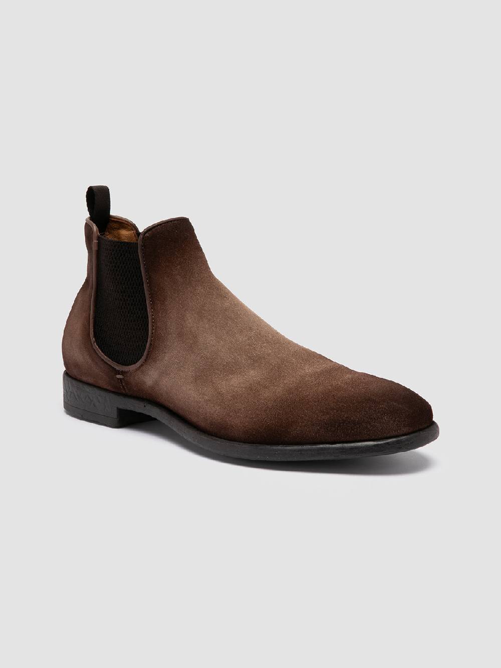 Officine Creative CETON 647 Stivaletti Chelsea in Pelle Scamosciata Marrone In Saldo