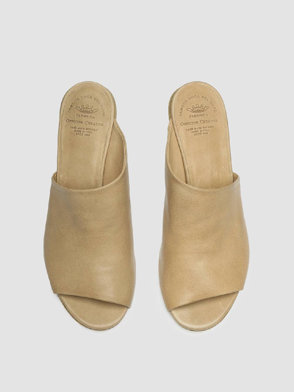 Officine Creative HELYETTE 016 Sabot in Pelle Tortora Outlet