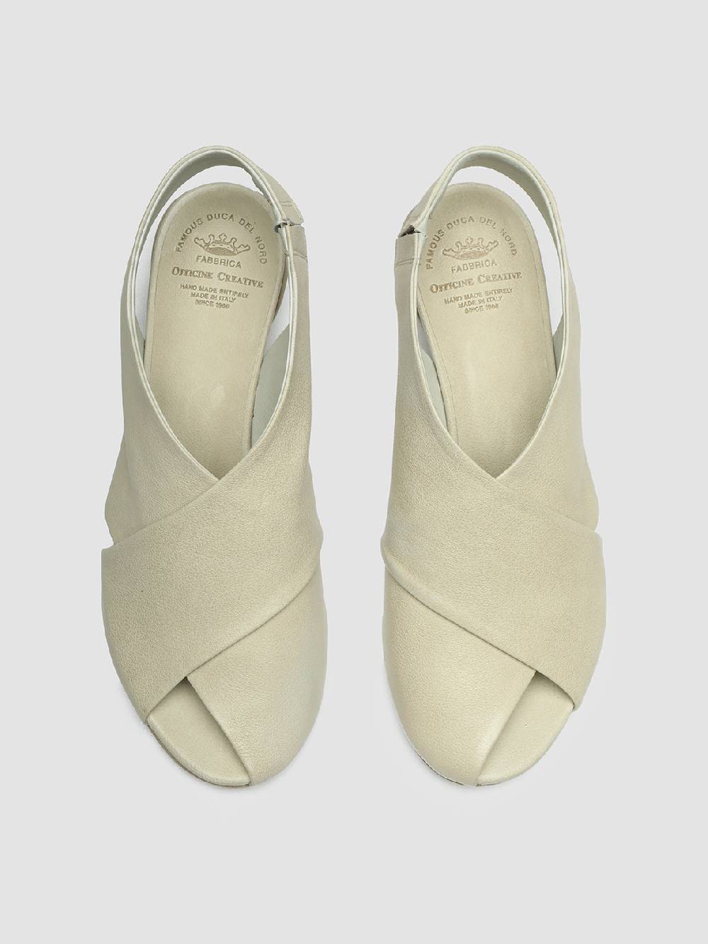 Officine Creative HELYETTE 024 Off White Leather Slide Sandals Italy
