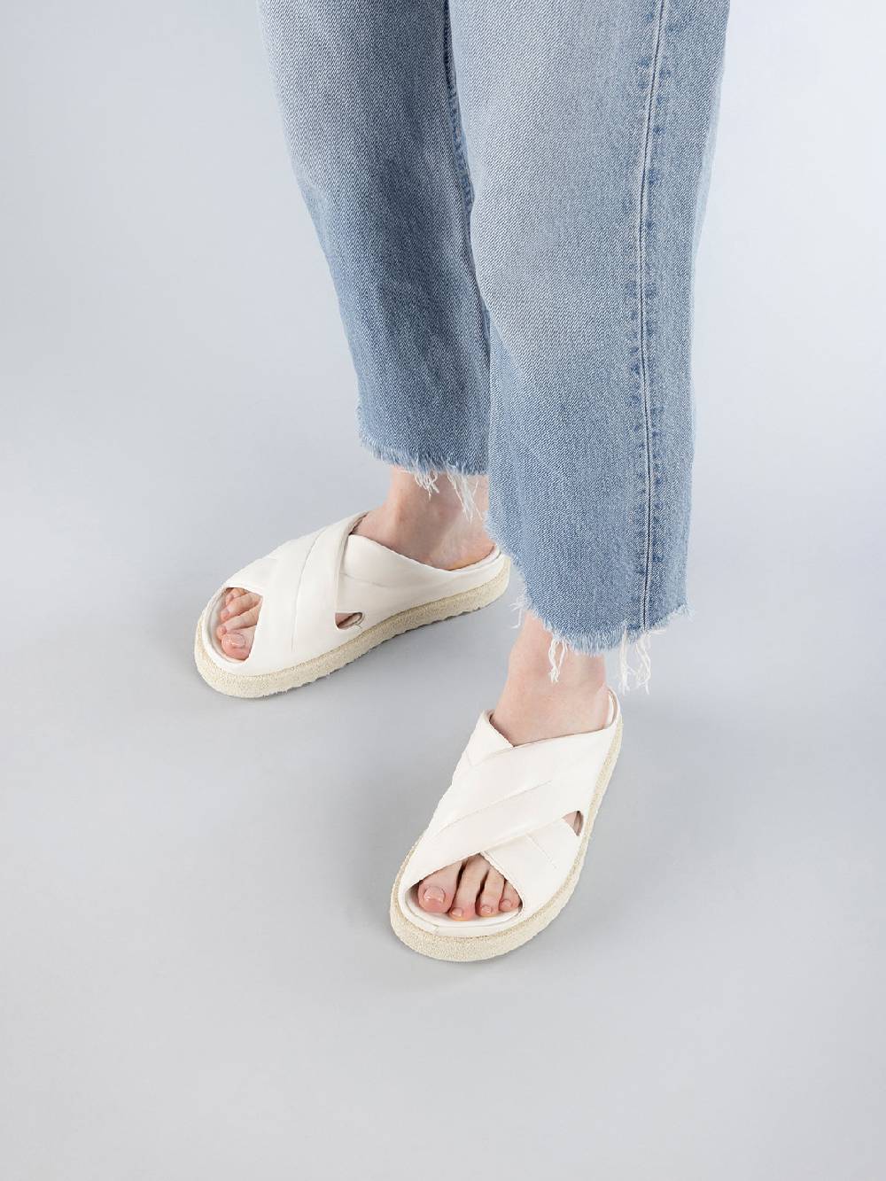 Officine Creative SANDS 103 Sandali Slide in Pelle Bianca I Più Venduti
