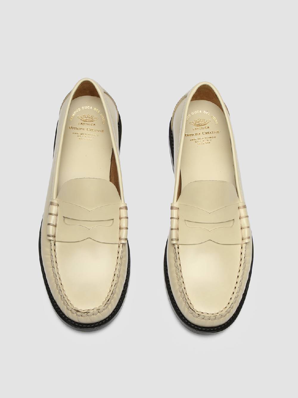 Officine Creative ZIVAGO 103 Ivory Leather Penny Loafers Vendite Flash