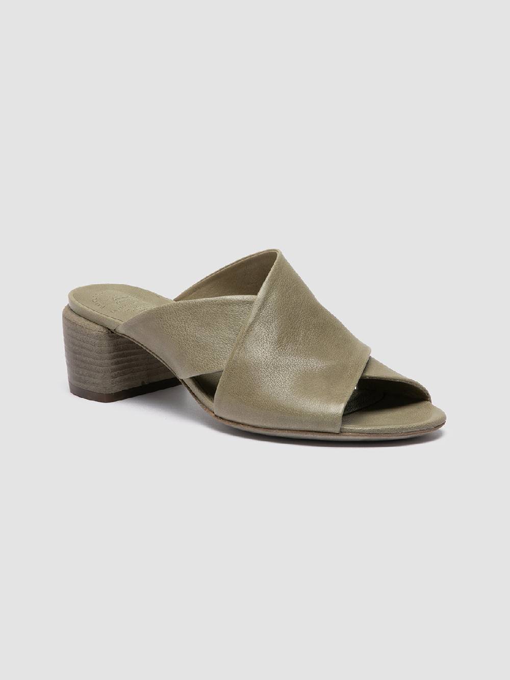 Officine Creative HADRY 007 Sandali Slide in Pelle Verde Saldi Di Fabbrica