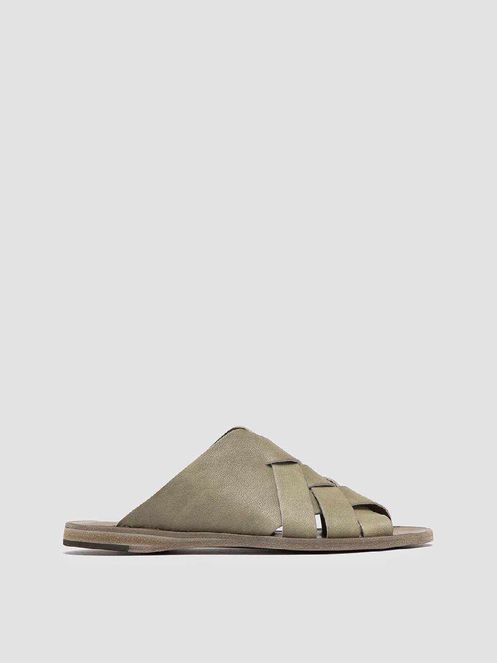 Officine Creative ITACA 049 Sandali Slide in Pelle Verde Nuova