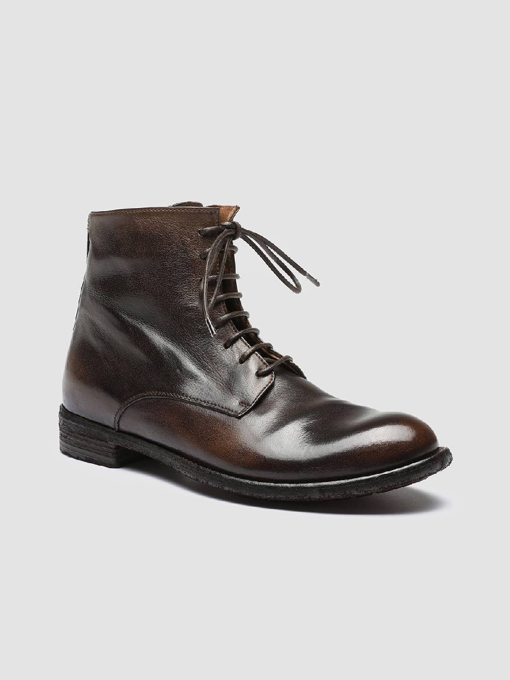 Officine Creative LEXIKON 123 Stivaletti in Pelle Marrone con Zip Pezzi Unici