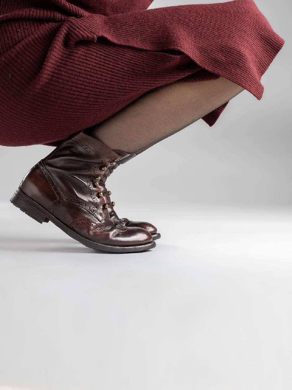Officine Creative LEXIKON 131 Stivaletti in Pelle Marrone Negozi Online
