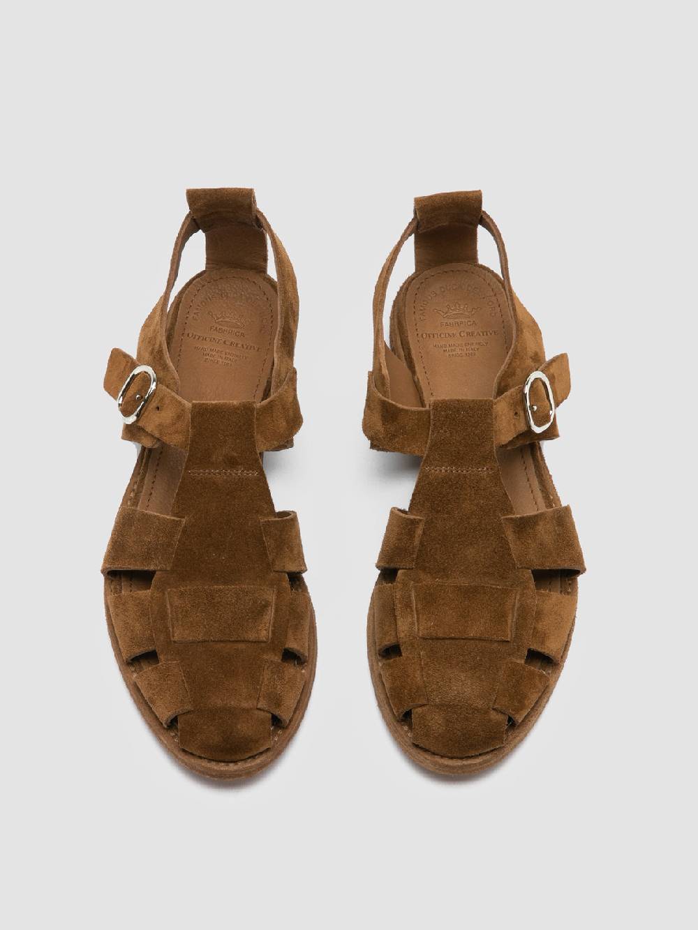 Officine Creative LEXIKON 536 Sandali in Pelle Scamosciata Marrone Sconti VIP