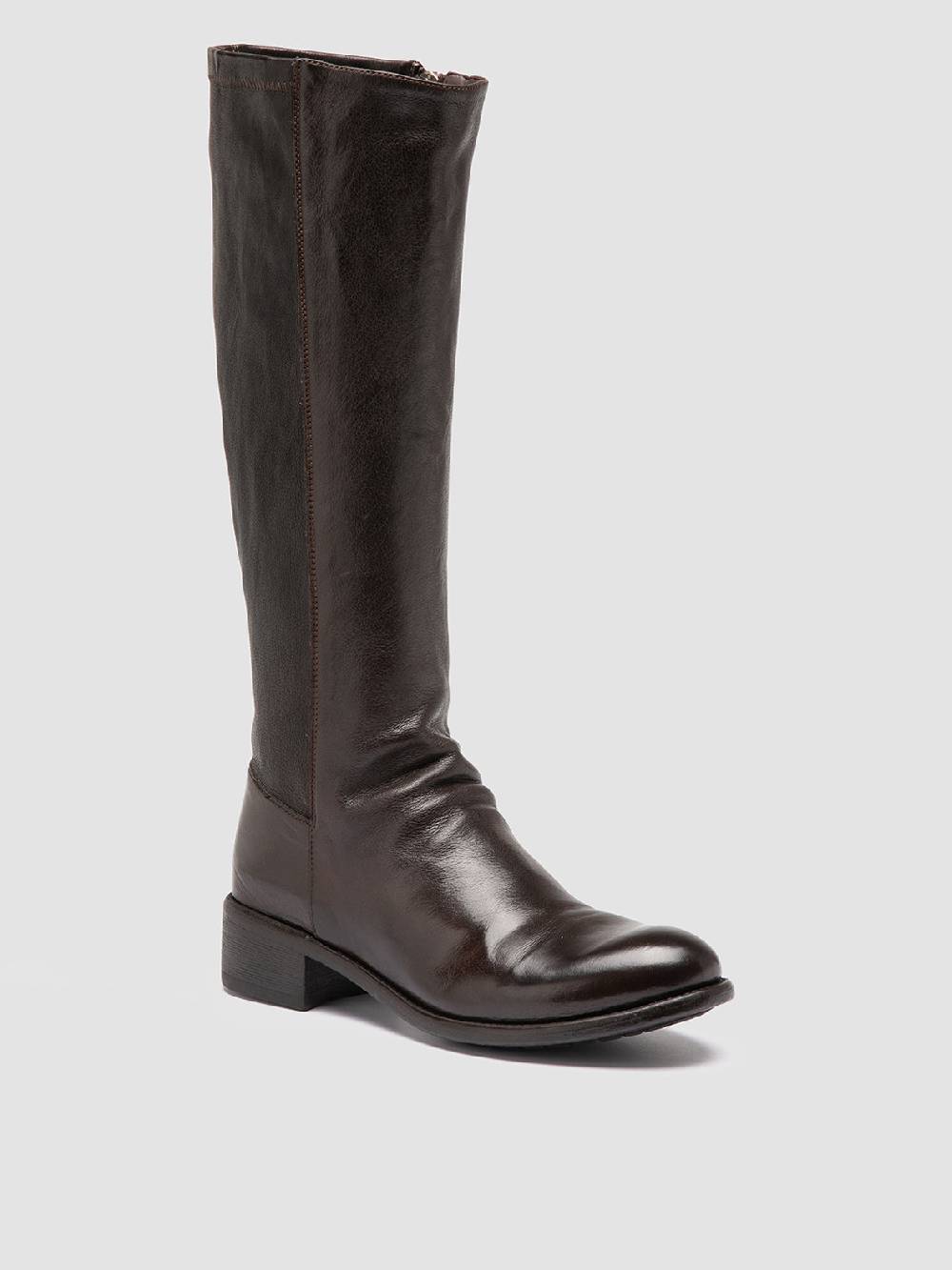 Officine Creative LIS 005 Stivali con Zip in Pelle Marrone Fino al 60% di sconto