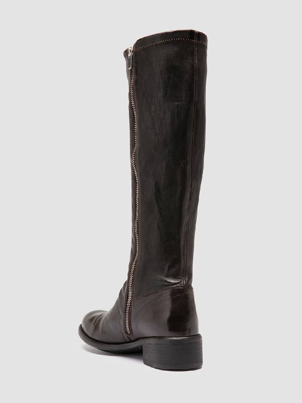Officine Creative LIS 005 Stivali con Zip in Pelle Marrone Fino al 60% di sconto