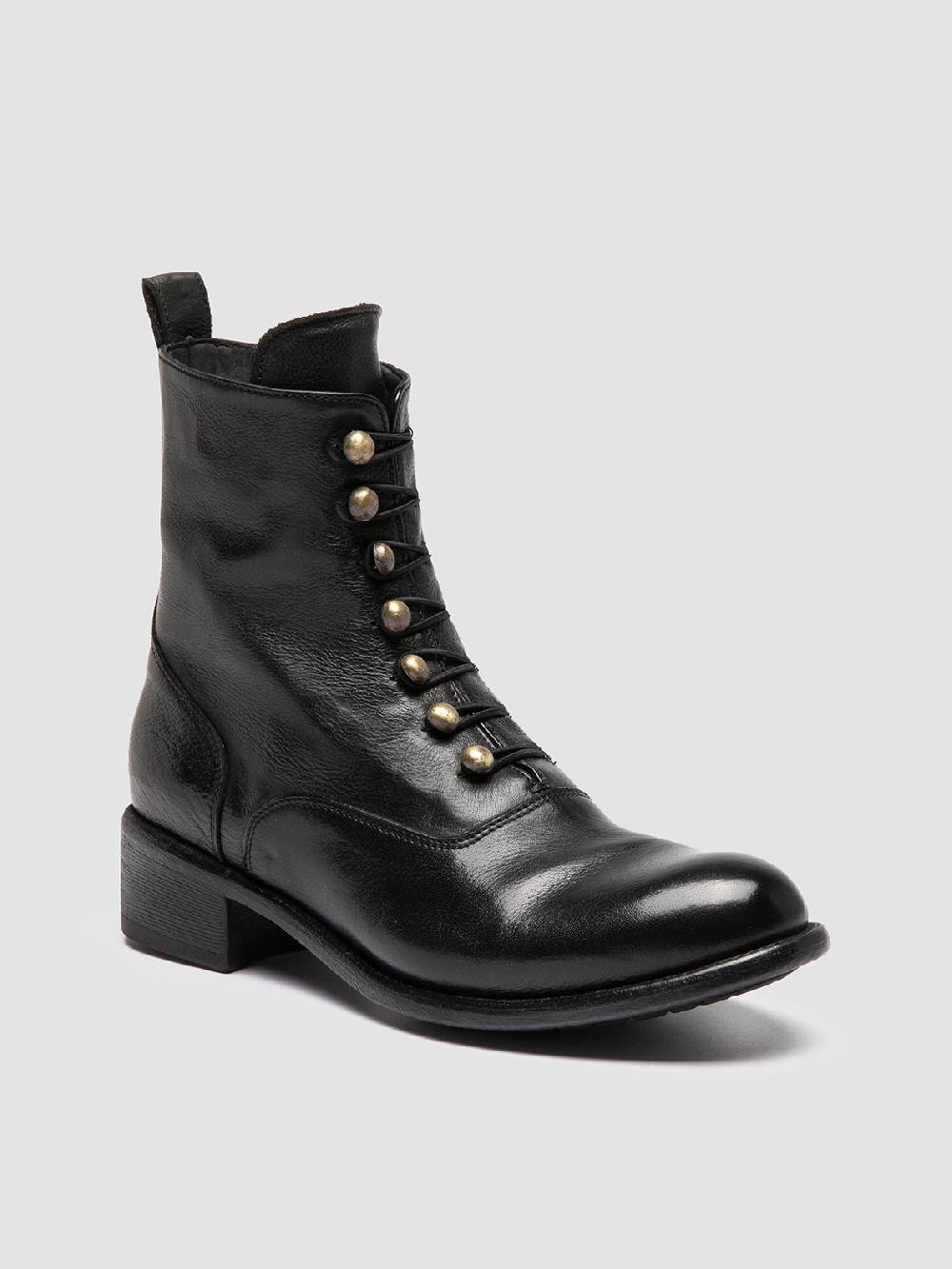 Officine Creative LIS 006 Stivali con Zip in Pelle Nera Fino al 65% di sconto