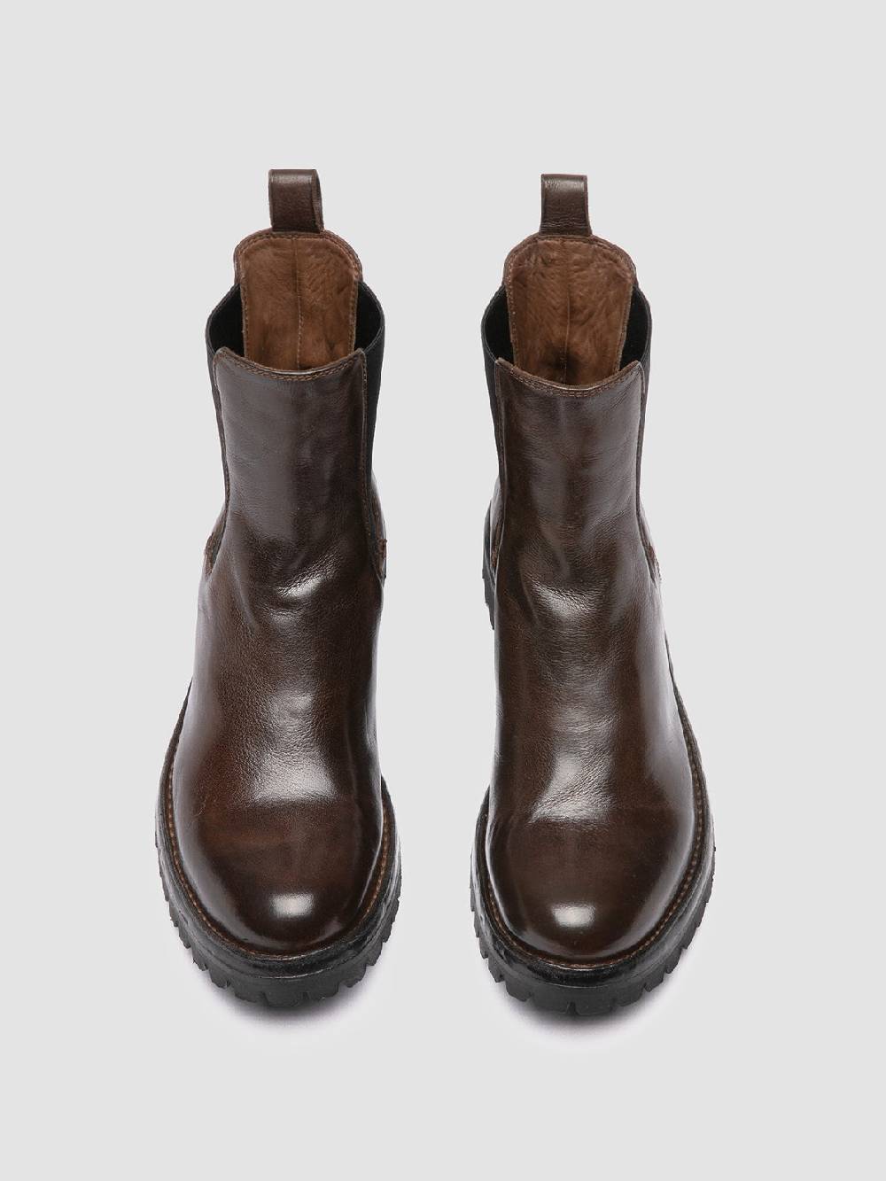 Officine Creative LORAINE 004 Stivaletti Chelsea in Pelle Marrone Sostegno trimestrale